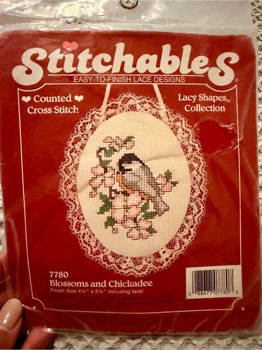 Stitchables Blossoms and Chickadee Counted Cross Stitch Lacy Shapes Kit